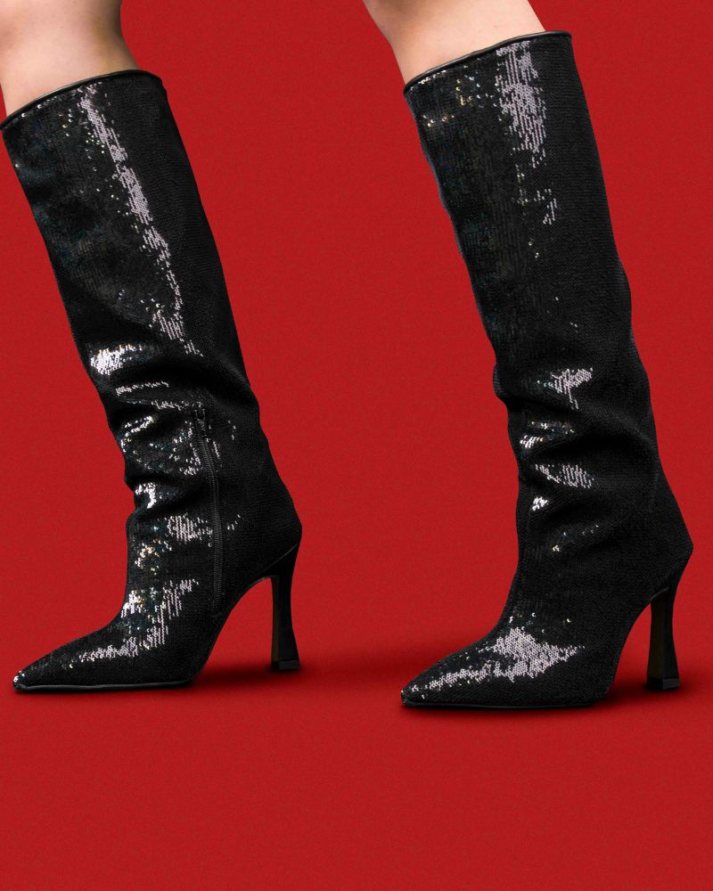 Sequin balenciaga thigh high boots online