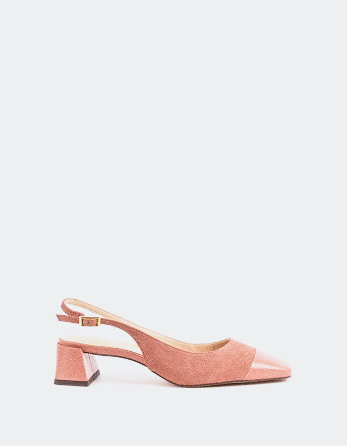 L'INTERVALLE Marieliz Women's Mid-Heel Slingback Shoe Pink Suede