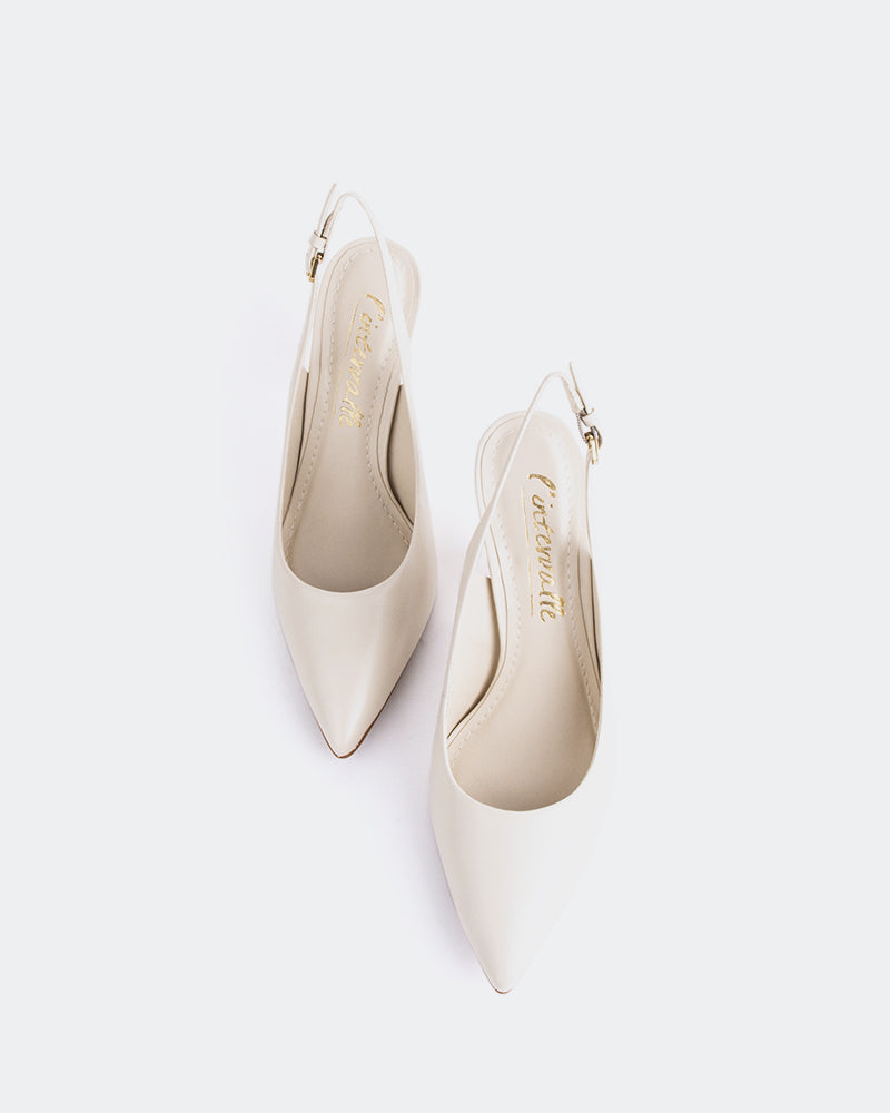 L'INTERVALLE Brunello Women's Shoe Slingback Off White Leather