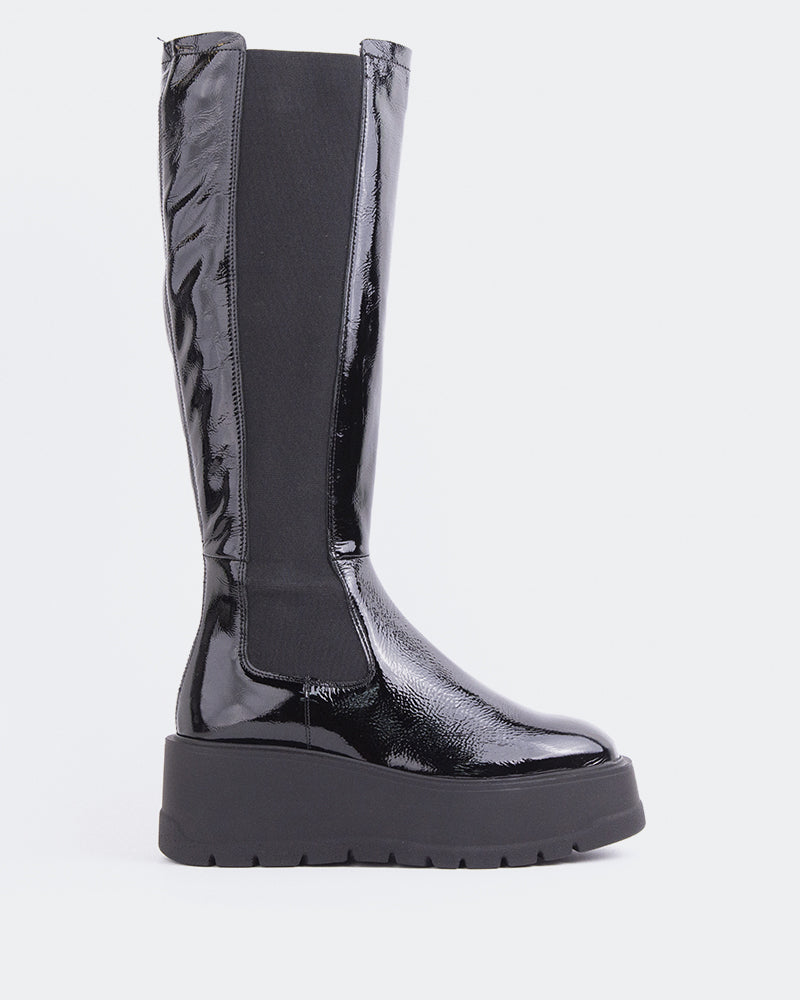 Black patent snow boots hotsell