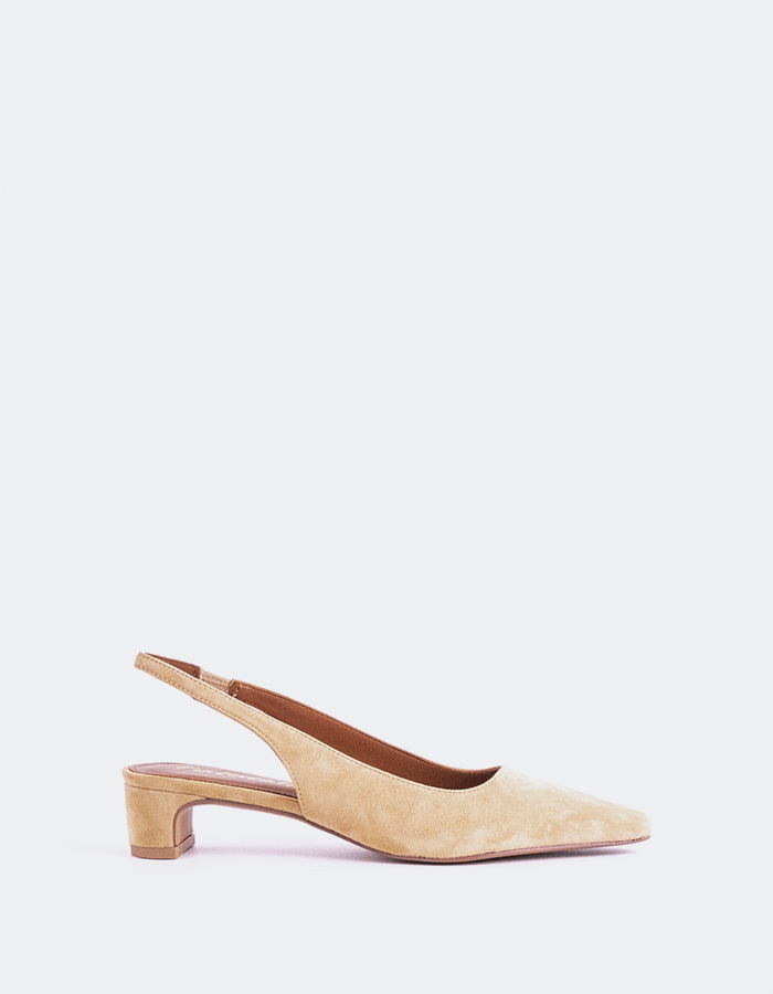 L'INTERVALLE Krimpen Women's Low-Heel Slingback Camel Suede