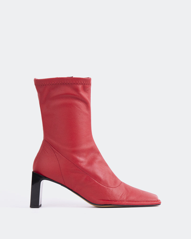 Zara red 2025 leather boots