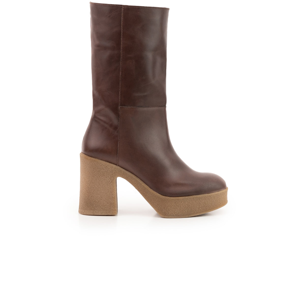 Brown leather 2024 platform boots