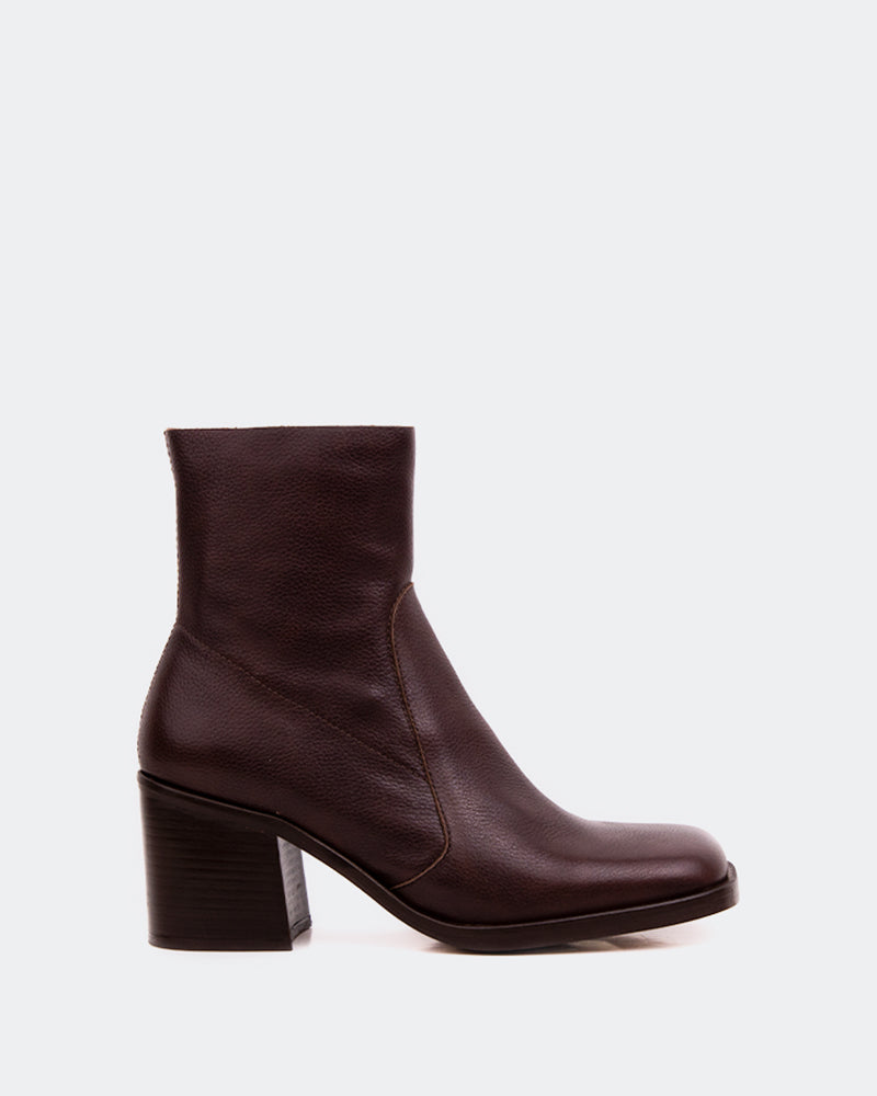 Brown leather high heel ankle clearance boots