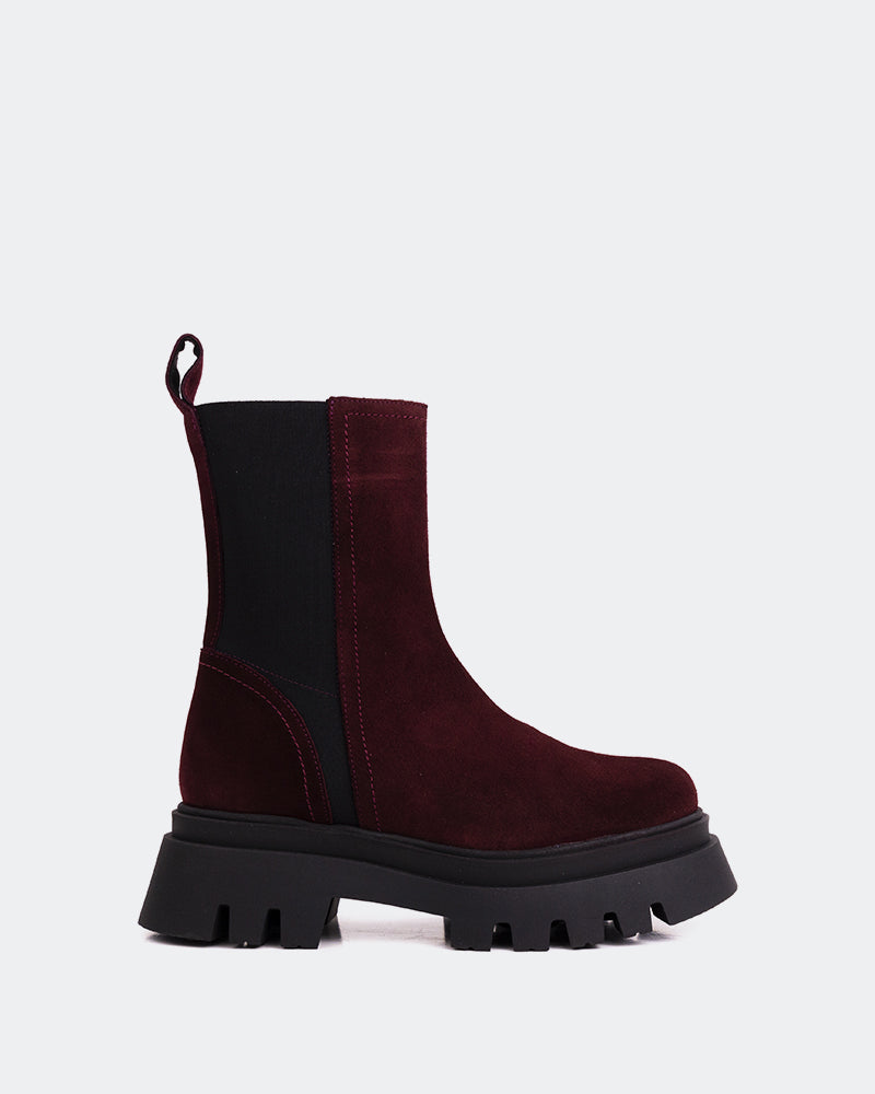 maroon suede ankle boots