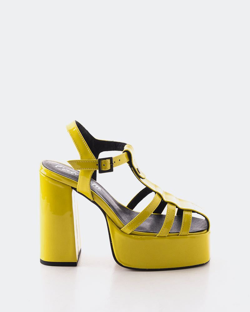 Yellow store patent sandals