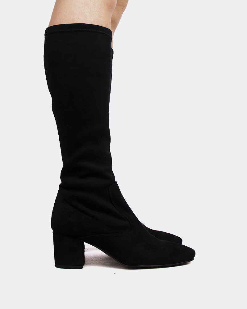 Black suede stretch clearance boots