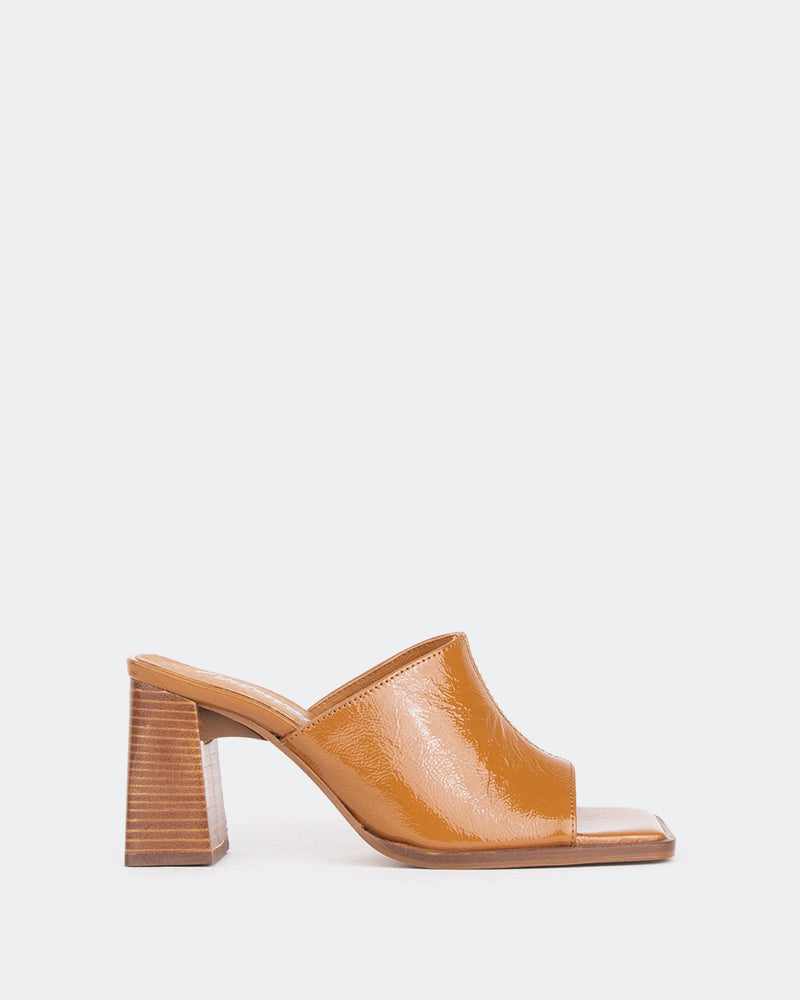 Cognac discount heeled mules