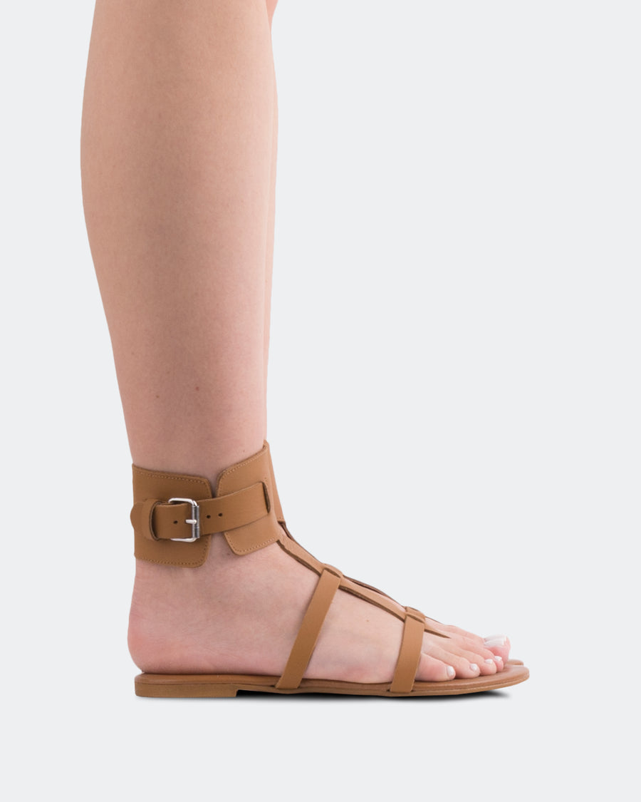 L'INTERVALLE Bruni Women's Sandal Flat Tan Leather