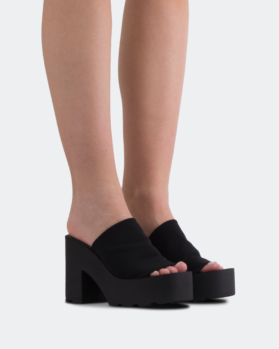 L’INTERVALLE Carangi Women’s Sandals Casual Platform Black Lycra 