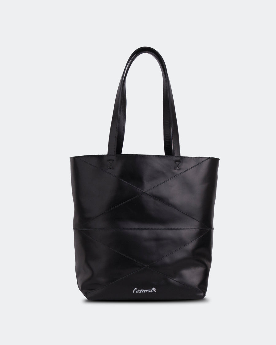 L'INTERVALLE Dialoque Women's Handbag Tote Bag Black Leather