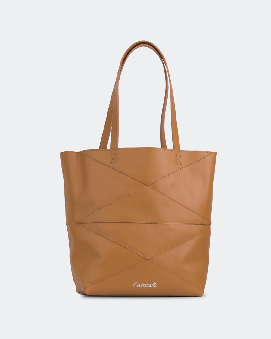 L'INTERVALLE Dialoque Women's Handbag Tote Bag Camel Leather