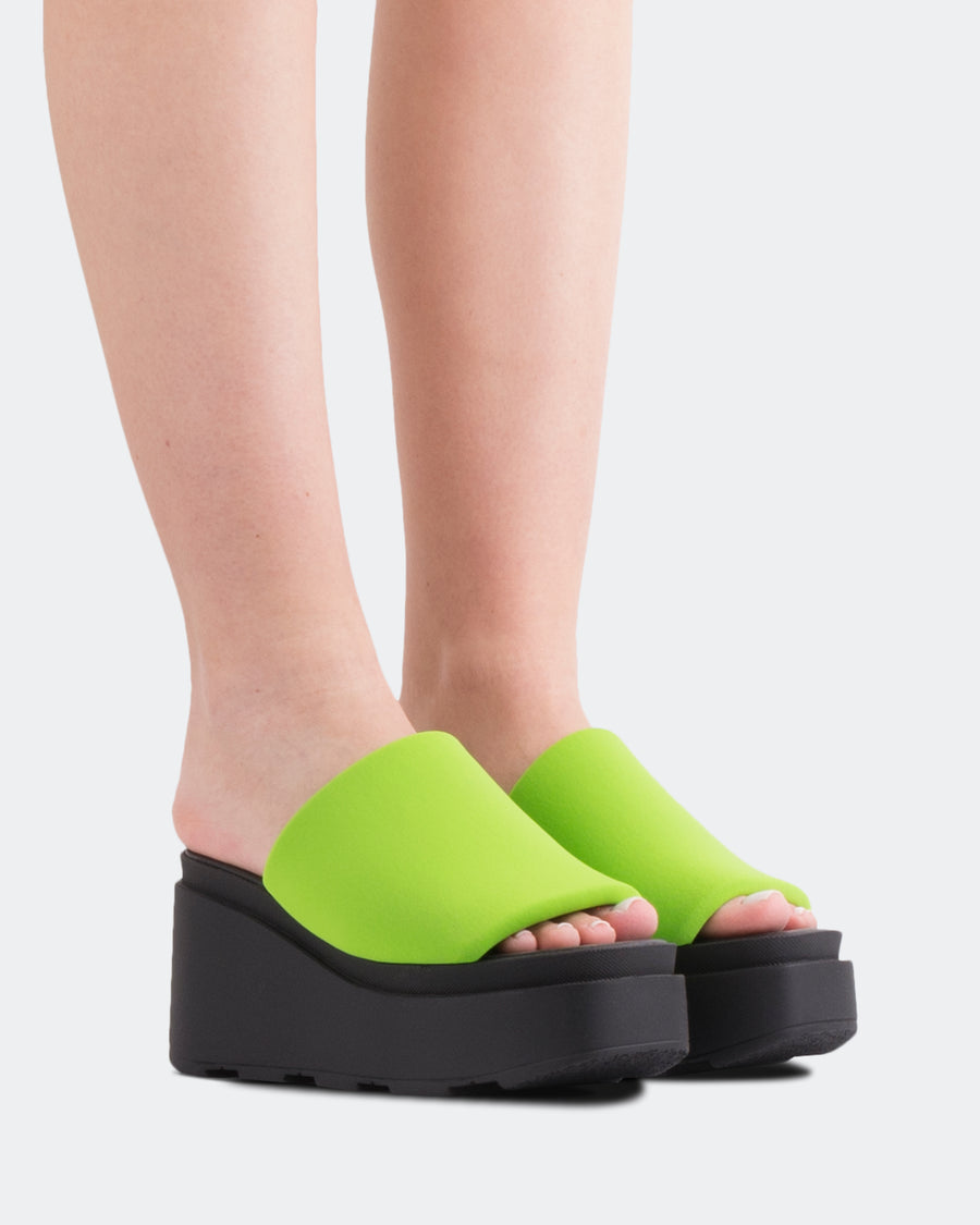 L'INTERVALLE Jenner Women's Sandal Wedge Green Lycra