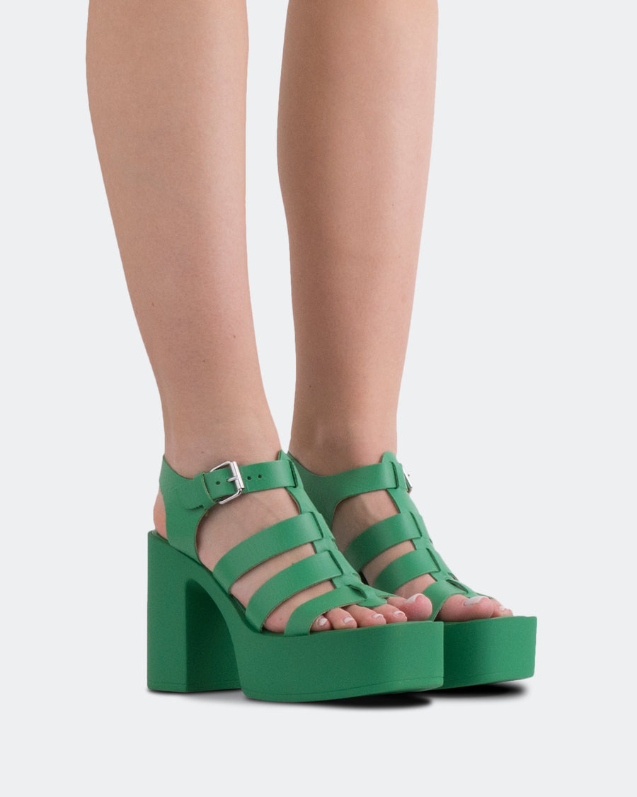 L’INTERVALLE—Women’s Sandals Fisherman Platform Green Leather 