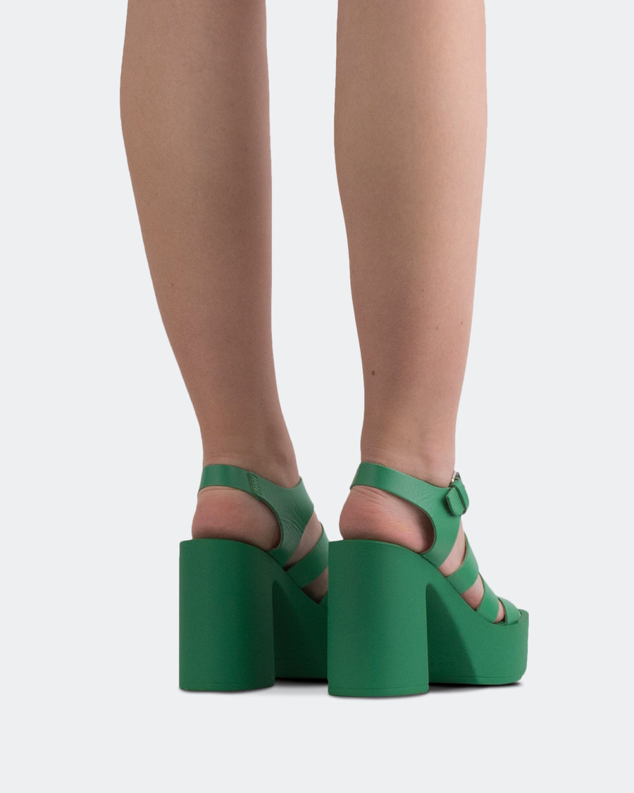 L’INTERVALLE—Women’s Sandals Fisherman Platform Green Leather 