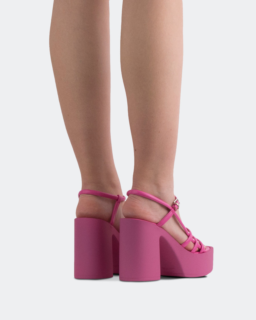 L'INTERVALLE - Sandales Femme Casual Plateforme Cuir Fuchsia 