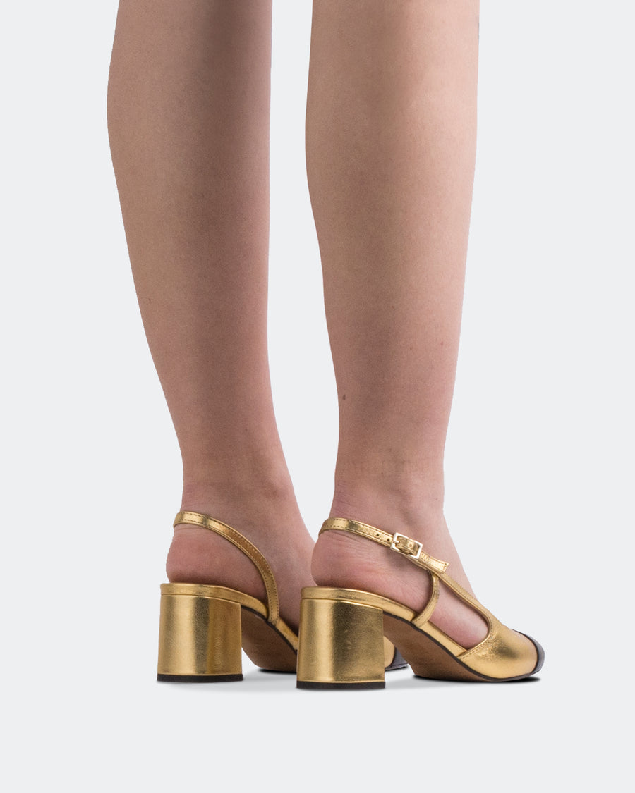 L'Intervalle Paris Women's Shoe Slingback Gold Leather