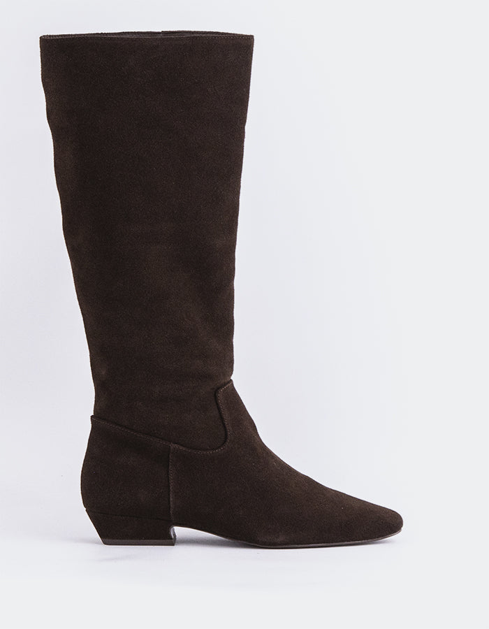 SHELLY SHEN Alberoni Bottes hautes pour femmes Brun Suède