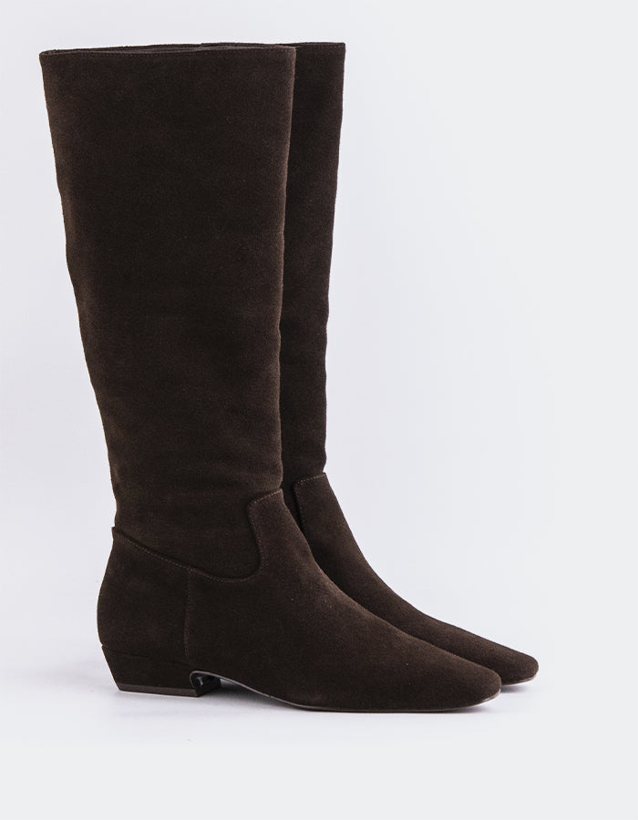 SHELLY SHEN Alberoni Bottes hautes pour femmes Brun Suède