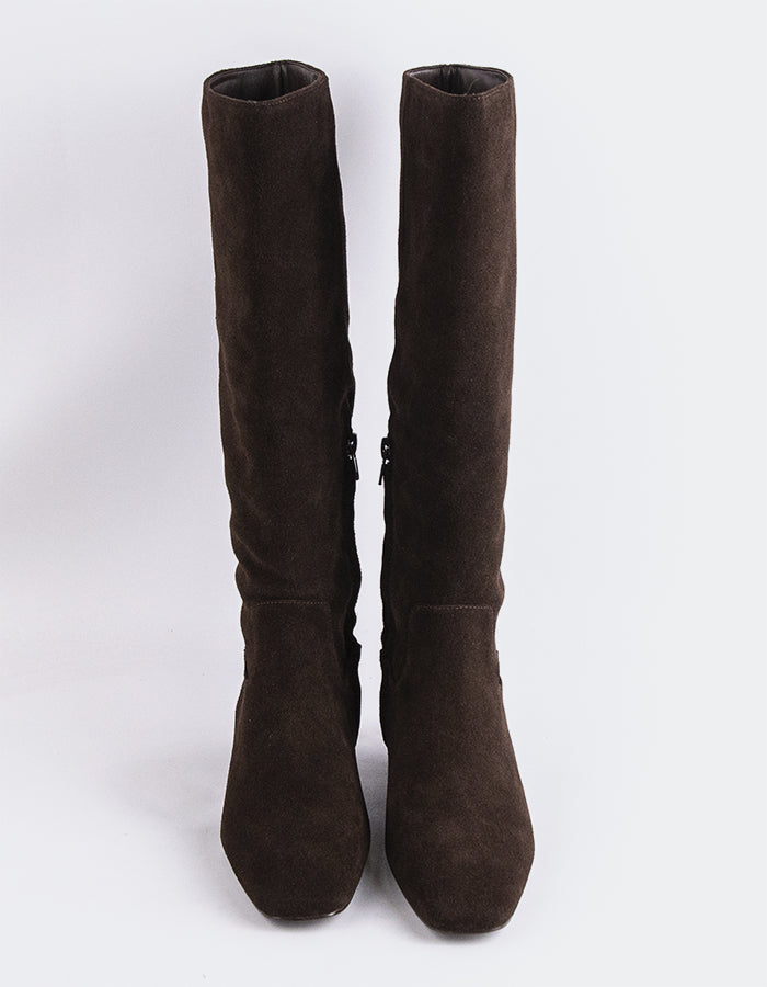 SHELLY SHEN Alberoni Bottes hautes pour femmes Brun Suède