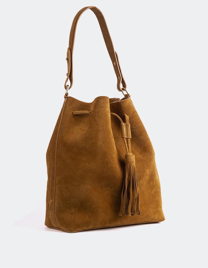 L'INTERVALLE Aldie Women's Handbag Cognac Suede