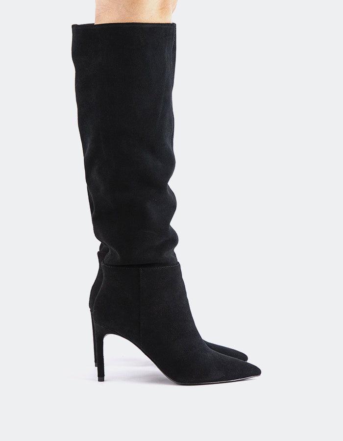 L'INTERVALLE Allister Women's High-Heel Tall Boots Black Suede
