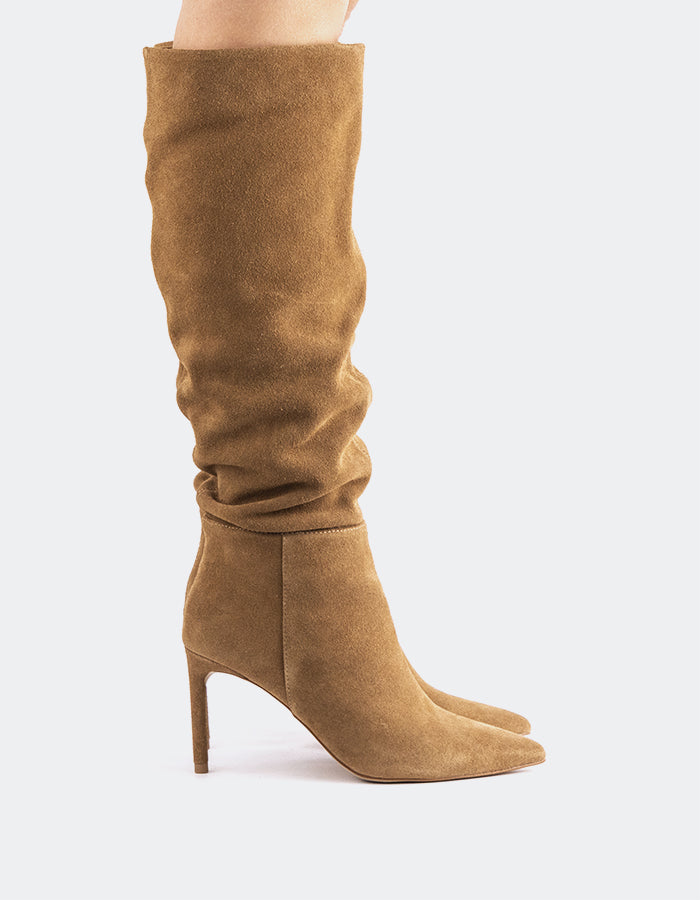 L'INTERVALLE Allister Women's High-Heel Tall Boots Camel Suede