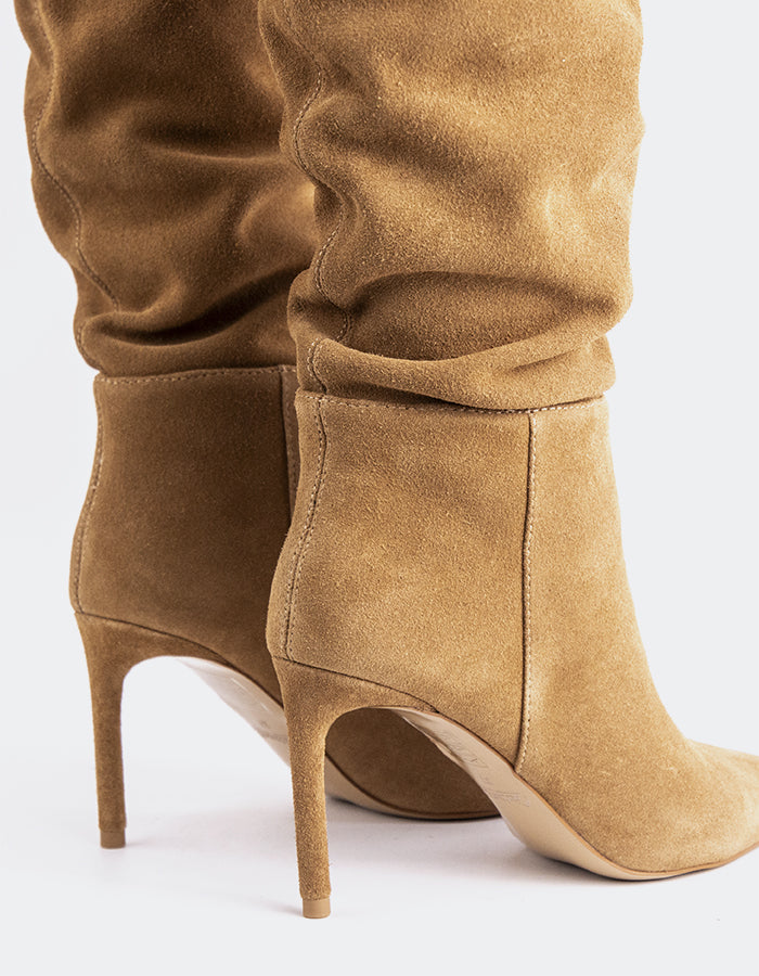 L'INTERVALLE Allister Women's High-Heel Tall Boots Camel Suede