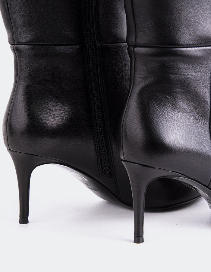 L'INTERVALLE Altair Bottes hautes pour femmes Cuir Noir