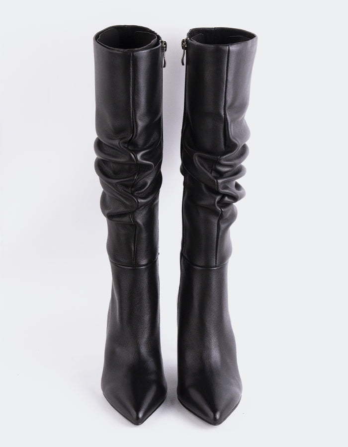 L'INTERVALLE Altair Bottes hautes pour femmes Cuir Noir