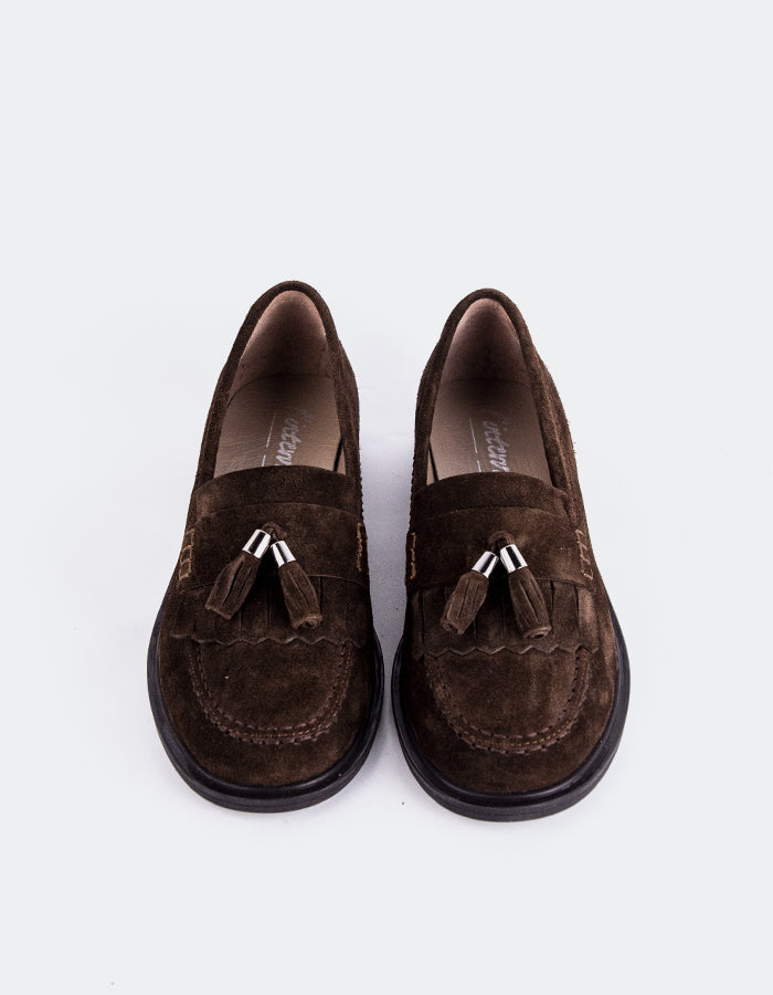 L'INTERVALLE Amani Mocassins à pompons pour femmes Brun Suède