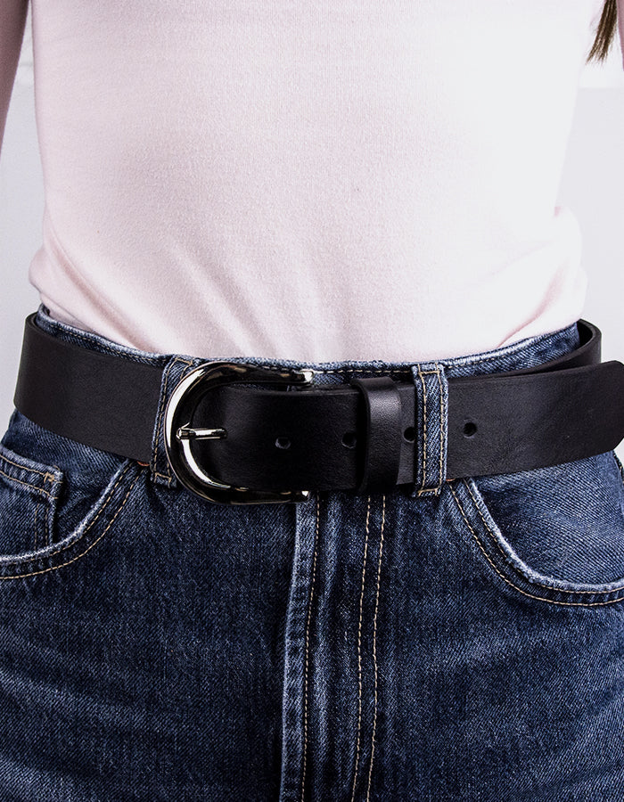 L'INTERVALLE Belaris Women's Wide Belt Black Leather