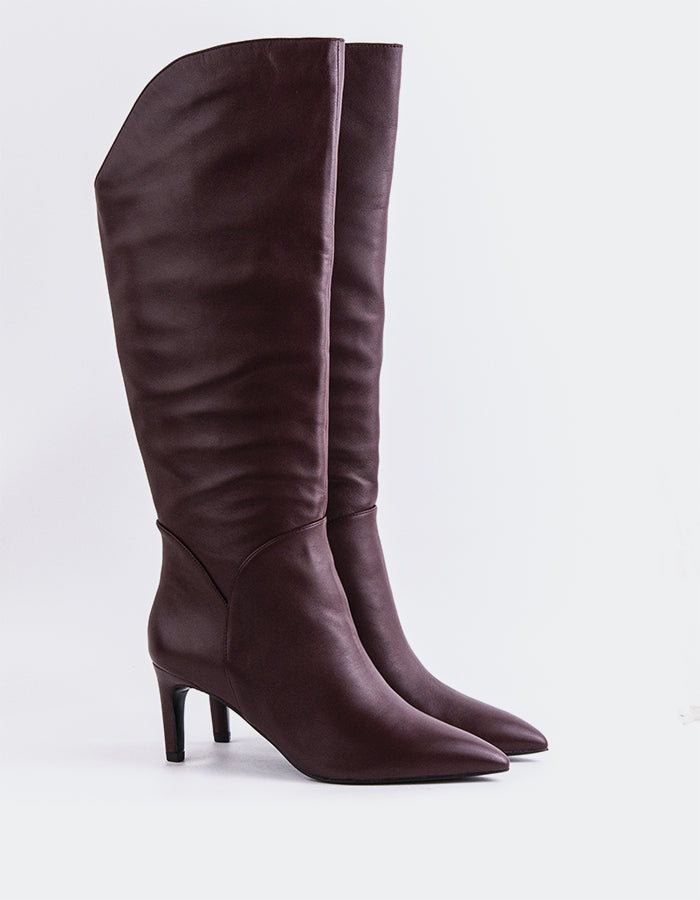 L'INTERVALLE Belforte Women's Tall Boots Burgundy Leather
