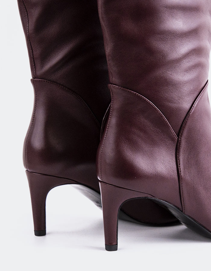 L'INTERVALLE Belforte Women's Tall Boots Burgundy Leather