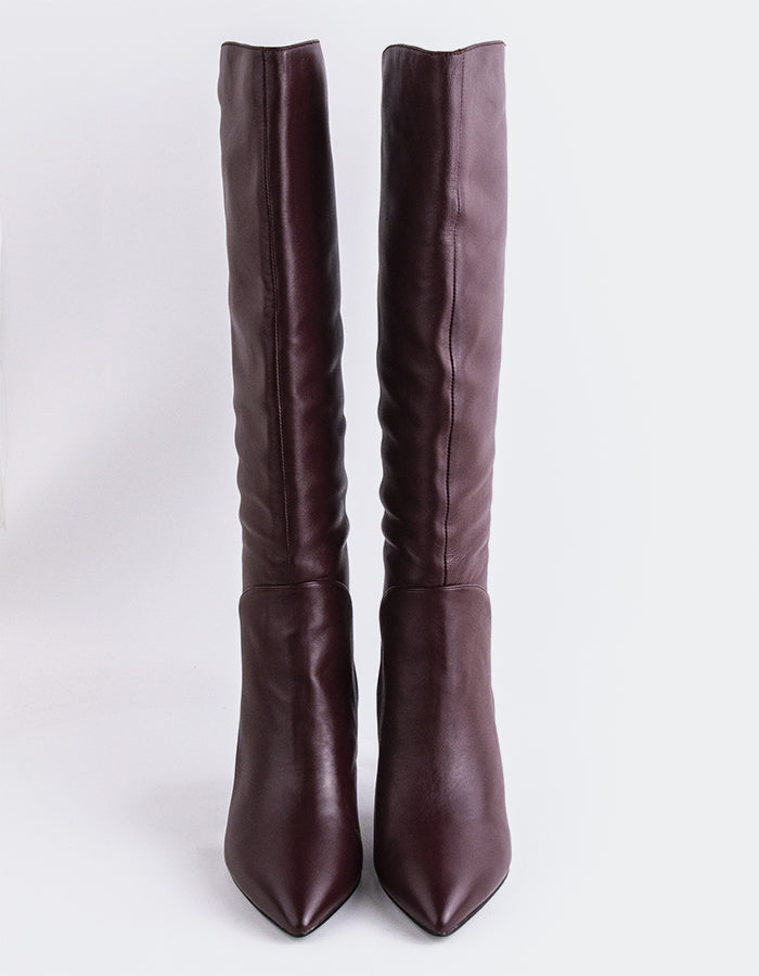 L'INTERVALLE Belforte Women's Tall Boots Burgundy Leather