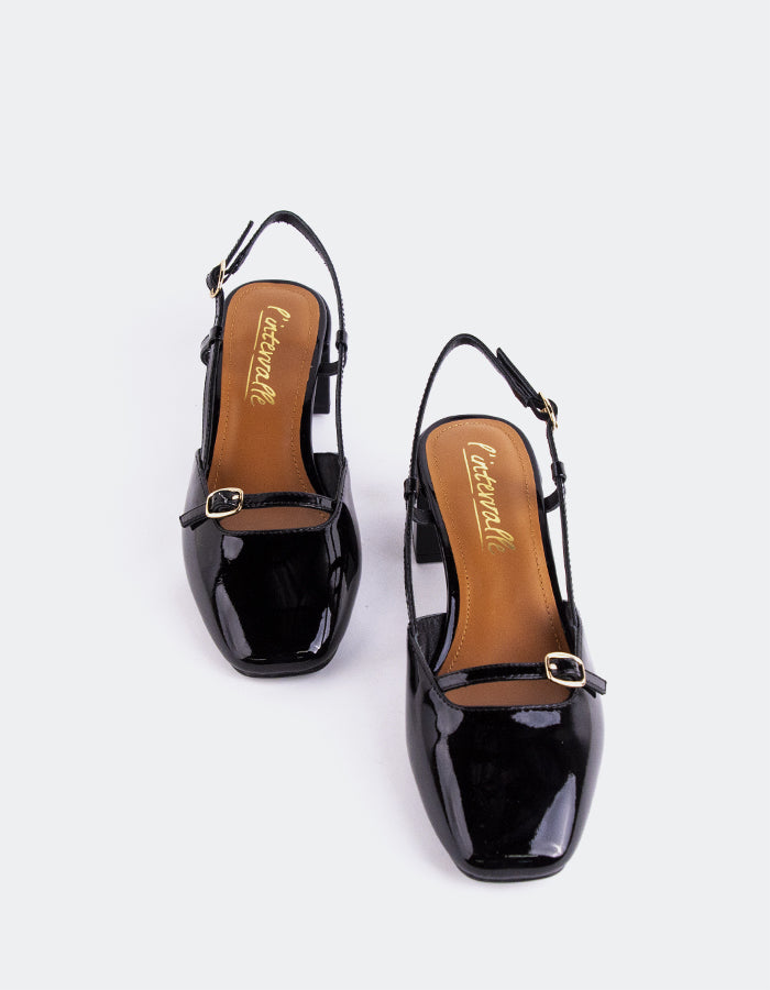 L'INTERVALLE Bellina Women's Slingback Shoes Black Patent
