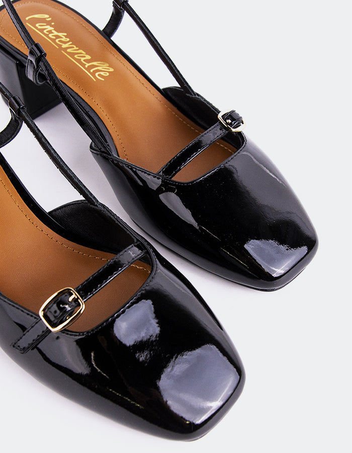L'INTERVALLE Bellina Women's Slingback Shoes Black Patent