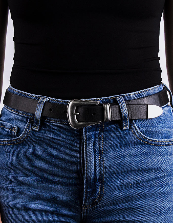 L'INTERVALLE Beltrix Ceinture Femme Cuir Noir