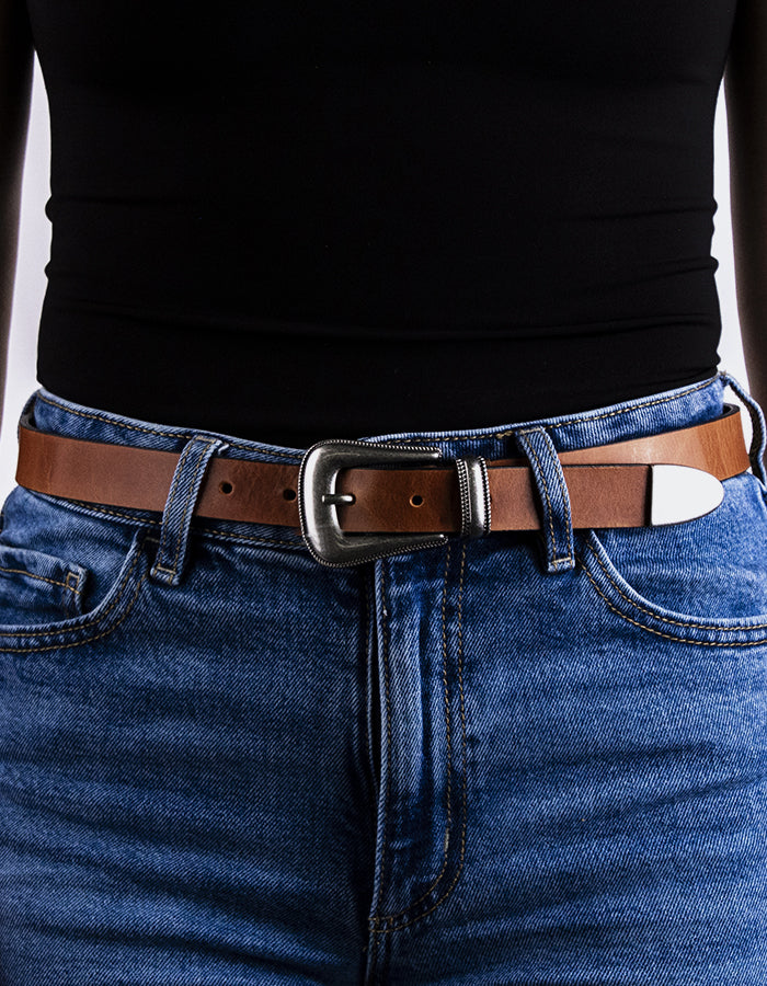 L'INTERVALLE Beltrix Ceinture Femme Cuir Cognac