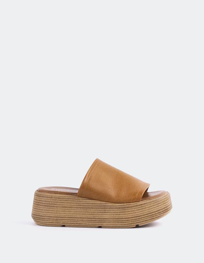 L'INTERVALLE Beluga Mule Plateforme Wedge Sandal Ocre Leather (7081233481808)