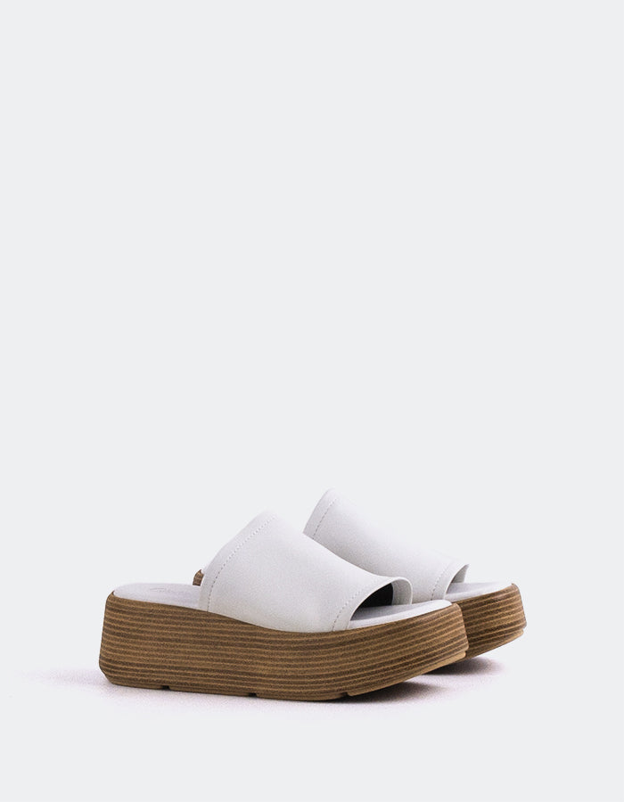 L'INTERVALLE Beluga Mule Plateforme Wedge Sandal Cuir Blanc