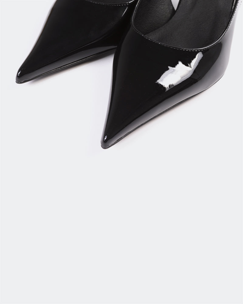 L'INTERVALLE Berkely Women's Shoe Mid Heel Slingback Black Patent