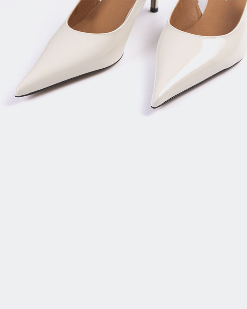 L'INTERVALLE Berkely Women's Shoe Mid Heel Slingback Off White Patent