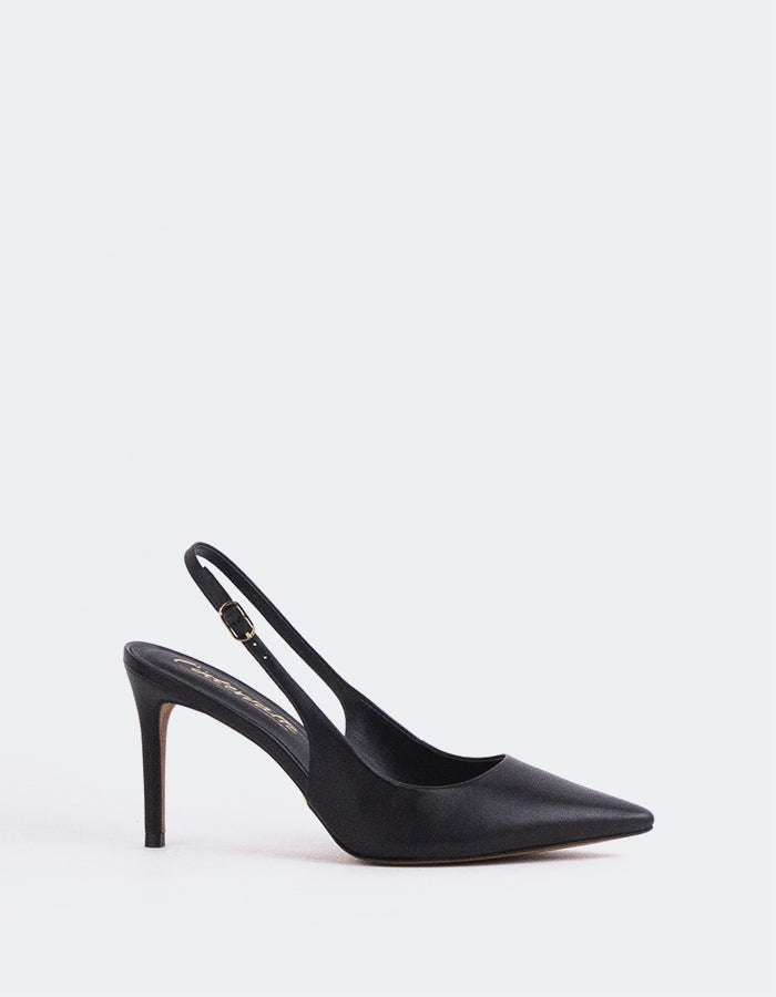 L'INTERVALLE Borage Women's High-Heel Slingbacks Black Leather