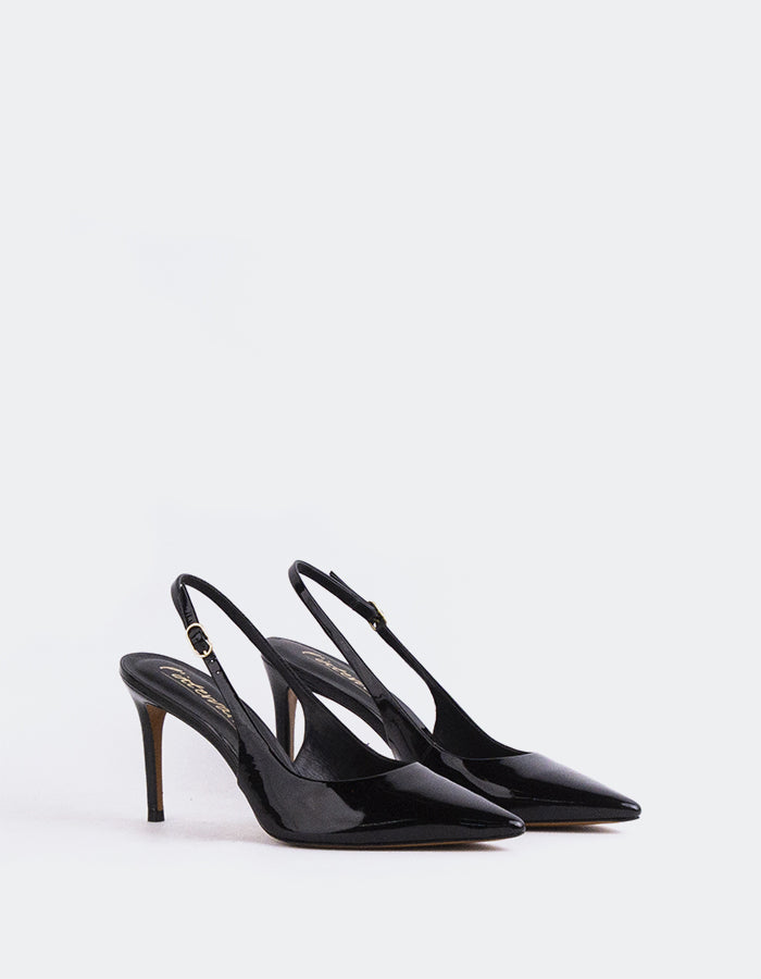 L'INTERVALLE Borage Slingbacks  à talons hauts pour femmeNoir Verni