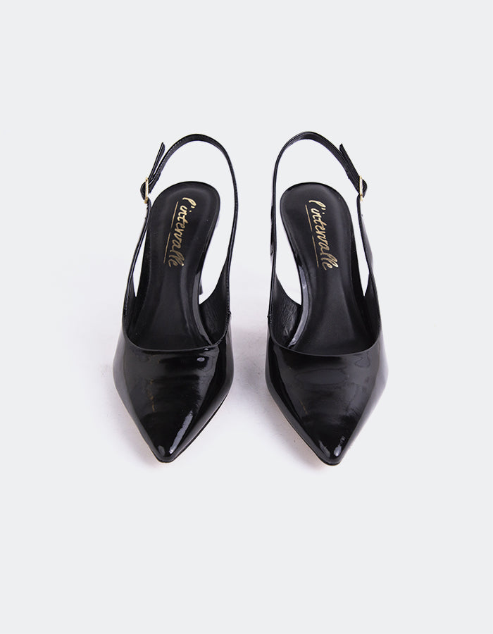 L'INTERVALLE Borage Slingbacks  à talons hauts pour femmeNoir Verni