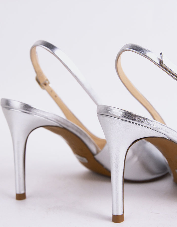 L'INTERVALLE Borage Slingbacks  à talons hauts pour femme CuirArgent