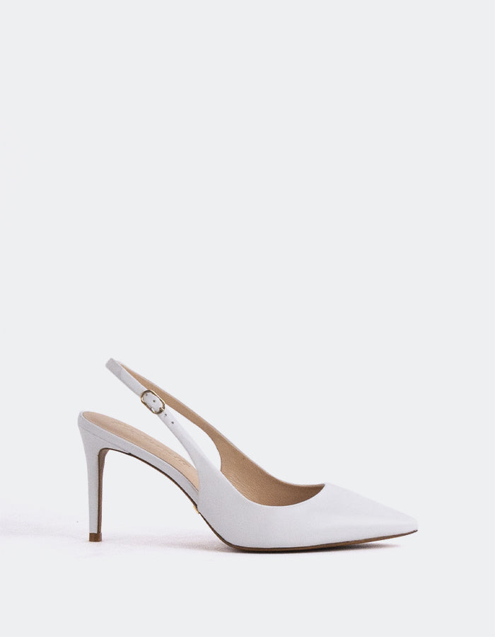 L'INTERVALLE Borage Women's High-Heel Slingbacks White Leather