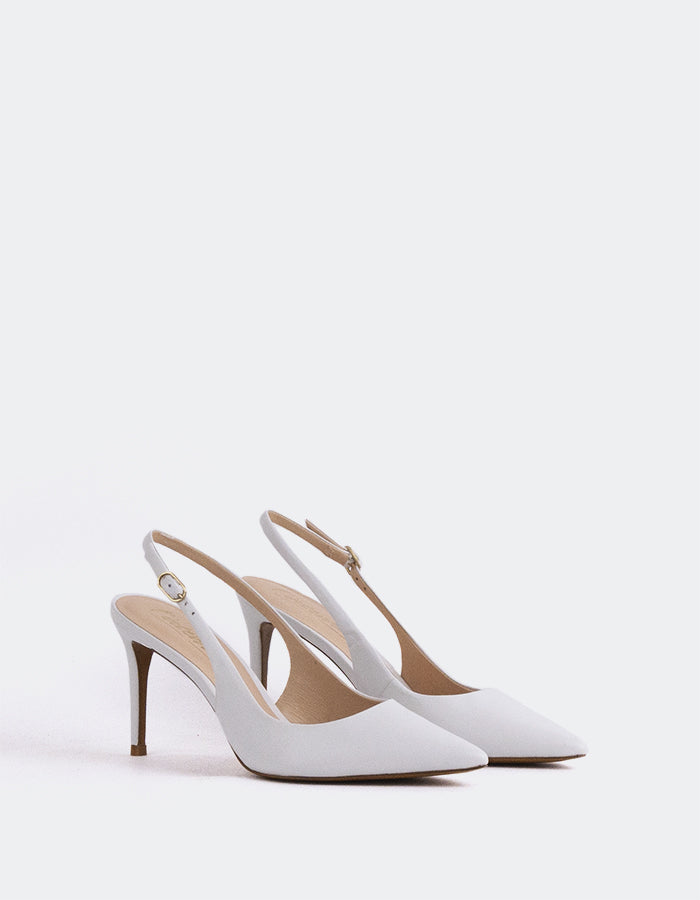 L'INTERVALLE Borage Women's High-Heel Slingbacks White Leather