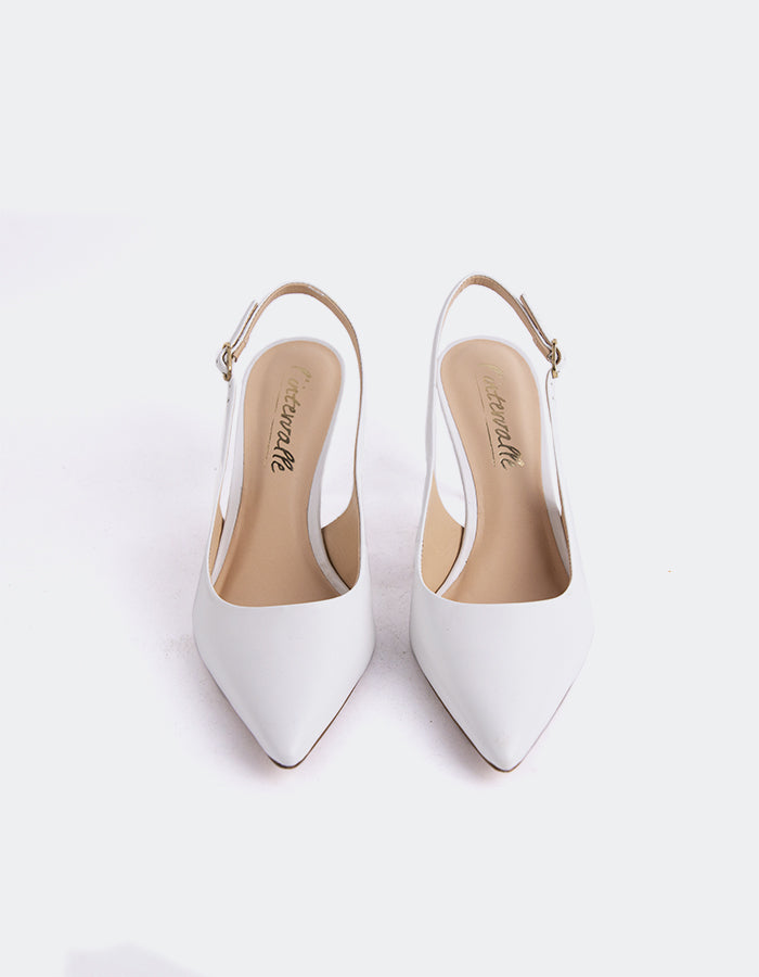 L'INTERVALLE Borage Women's High-Heel Slingbacks White Leather